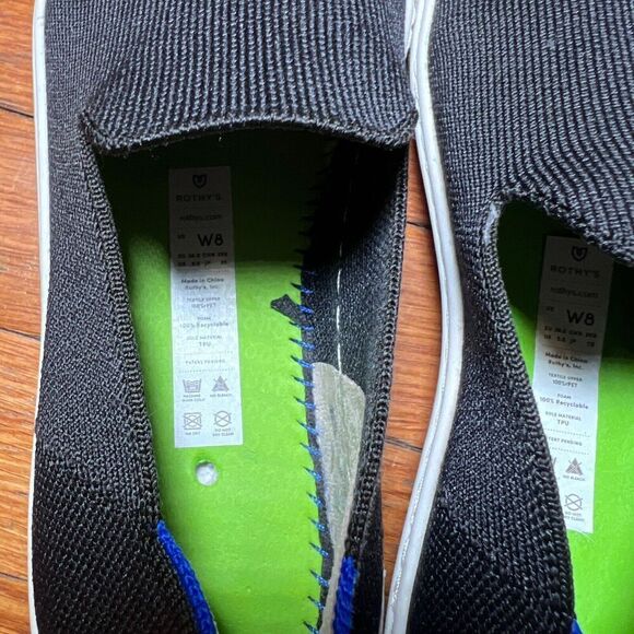 Rothy's The Original Slip On Sneakers Womens 8 EU 39 Black Solid Textile Shoes - Picture 6 of 7